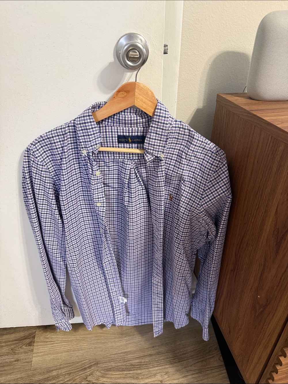 Polo by Ralph Lauren White and Blue Small Check Button-Down Shirt
